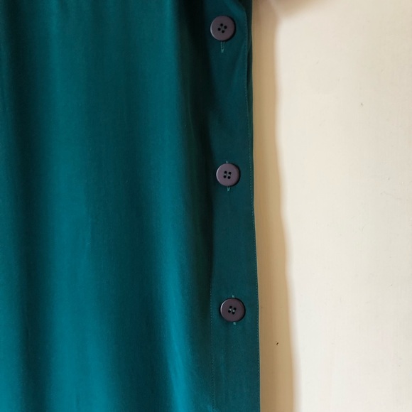 Vintage 80s Liz Claiborne 100% Silk Button Side Colorblock Shift Dress 8… - Picture 10 of 16